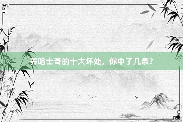 养哈士奇的十大坏处，你中了几条？